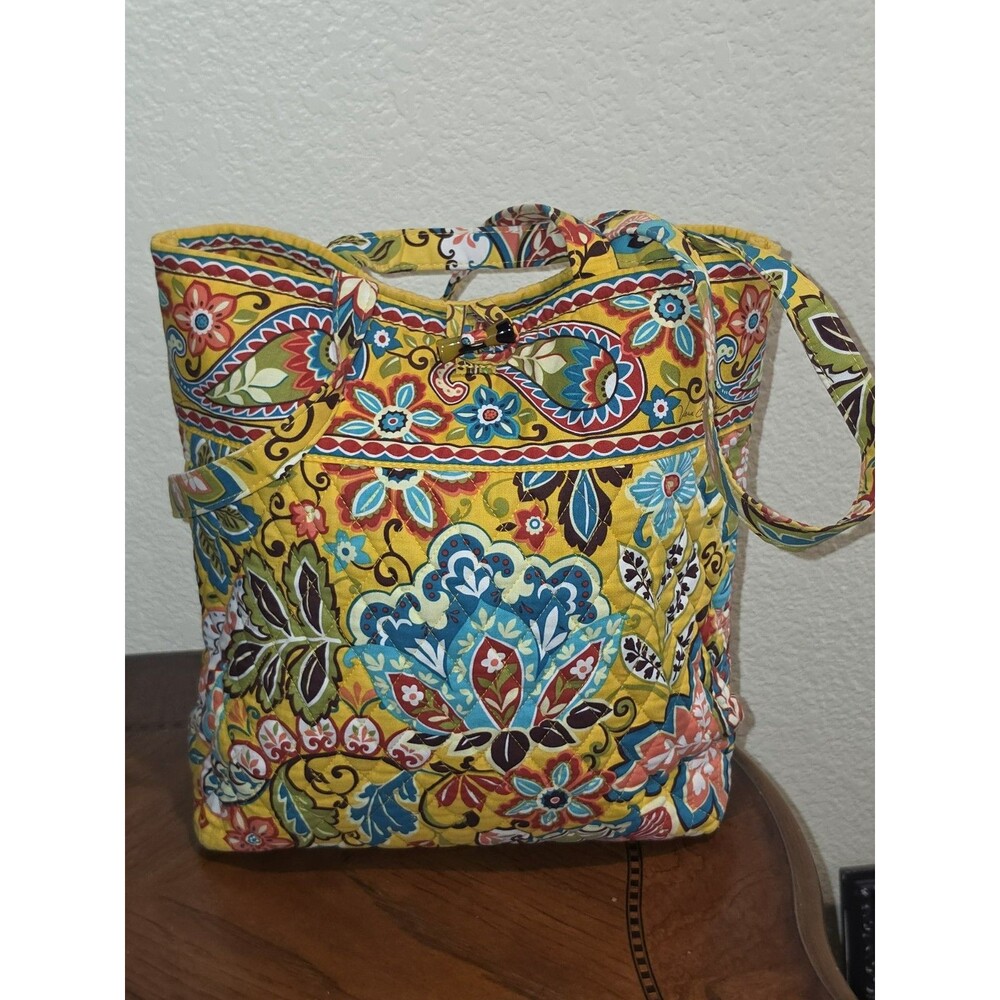 Vera Bradley Tote Bag Shoulder Yellow Tropical Horizon